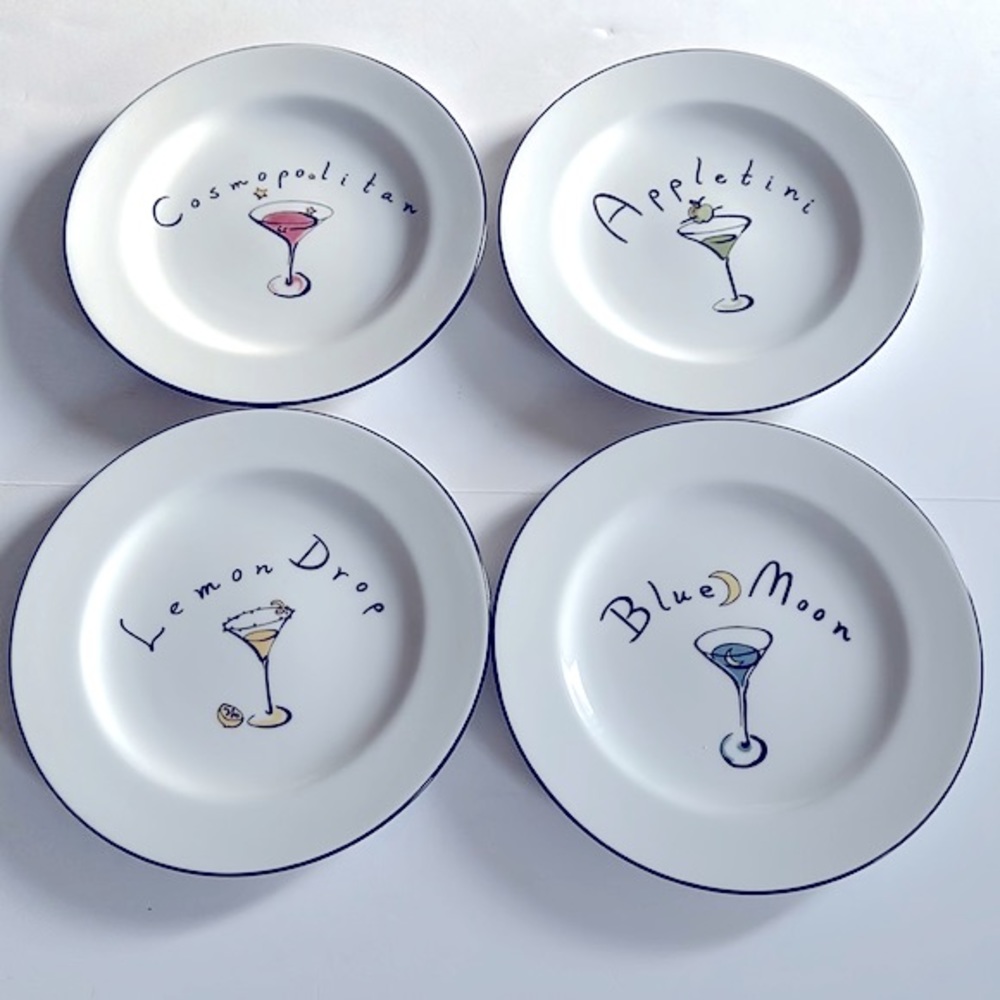 POTTERY BARN || NWOT - Martini Cocktail Plates - Set of 4 Pcs.